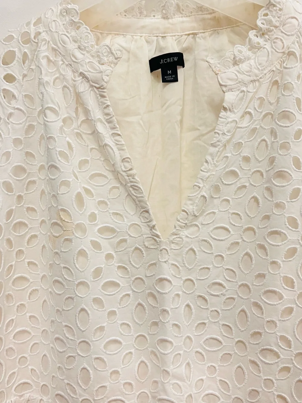 J. Crew Cream Eyelet Tiered long Sleeve Dress